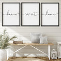 Set of 3 Framed Farmhouse Home Sweet Home Sign Above Bed Wall Decor for Bedroom Decor Wall Art Wood Signs