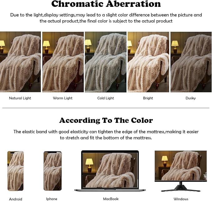NEWCOSPLAY Faux Fur Throw Blanket Brown White Luxury Fluffy Thick Warm Blanket for Couch Sofa Bed 1000GSM (Brown White Thick, Throw(50"x60"))