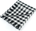 100% Cotton Throw Blanket Plaid Soft Lightweight Cozy Farmhouse Tassels Summer Thin Breathable Throws for Couch Sofa Bed (50" × 60" Black)