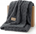 Bedsure Waffle Throw Blanket for Couch - Dark Grey GentleSoft Fluffy Checkered Blanket for Sofa Bed Room Decor, Super Cozy Fleece Throw for Women, Warm Cute All Season Gift, 50x60 Inches