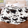 Cow Print Blanket Ultra Soft Flannel Throw Blanket for Couch Bed, Cute Cozy Lightweight All-Season Fleece Blanket Queen, Gift for Women & Girls, 90×90 Inches Black & White