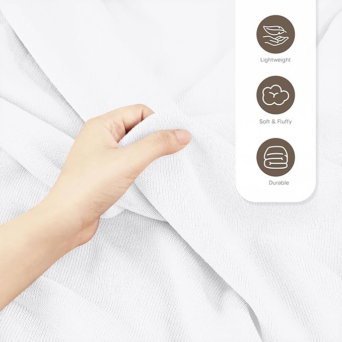Utopia Bedding Knit Blanket Queen Size (90x90 Inches, White) Soft Lightweight Jersey Breathable Sweatshirt Blanket for Bed,Couch & Sofa