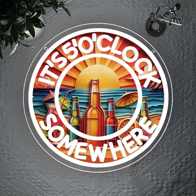 Its 5 00 O'clock Some Where Neon Signs for Wall Decor,Beer Neon Led Sign for Palm Tree Sunset Beach Bar Man Cave Garage Neon Light Five Oclock Somewhere Sign.