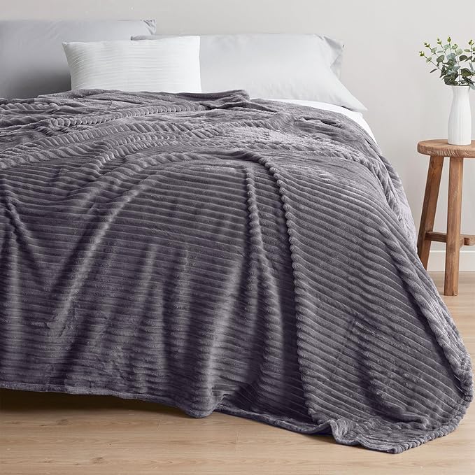 Nestl Purple Blanket Queen Size for Bed - Cozy Warm Fuzzy Blankets for Women, Plush Large Fleece Throws for Girls - Dusty Purple, 90 x 90 Inches