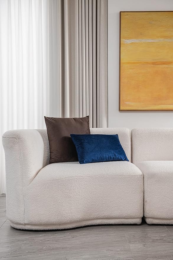 DEZENE Lumbar Pillow Covers 12x20 Navy Blue: Pack of 2 Cozy Soft Velvet Rectangular Modern Luxury Decorative Throw Pillow Cases for Sofa Couch Living Room Bed Home Decor