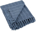 DII Industrial Tonal Textured Woven Throw 50x60, French Blue