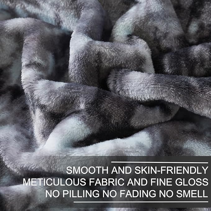 Richave Fuzzy Blanket Twin Size - Tie Dye Grey,Premium Lightweight Anti-Static, Plush and Furry Faux Fur, Reversible Queen Blankets for Twin/Twin XL Extra Long Bed, 66x90 Inches,Tie Dye Grey