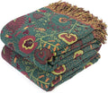 Boho Throw Blanket for Bed 100% Cotton Soft Lightweight Quilt Home Decor Breathable Spring Bed Blanket,Floral Embroidery Reversible All Season Blankets for Sofa Couch Chair 90"x98"