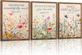 Christian Floral Bible Verse Wall Art Set of 3, Flower Canvas Wall Decor, Steadfast Love Of Lord Religious Faith Posters Prints for Prayer Room Living Room Bedroom Home Decoration 12x16in Wood Framed