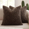 MIULEE Pack of 2 Throw Pillow Covers 26x26 Inch Chocolate Faux Fur Decorative Sherpa Pillow Covers Fuzzy Accent Soft Sheepskin Fleece Cushion Cases for Boho Home Decor Couch Living Room Bed