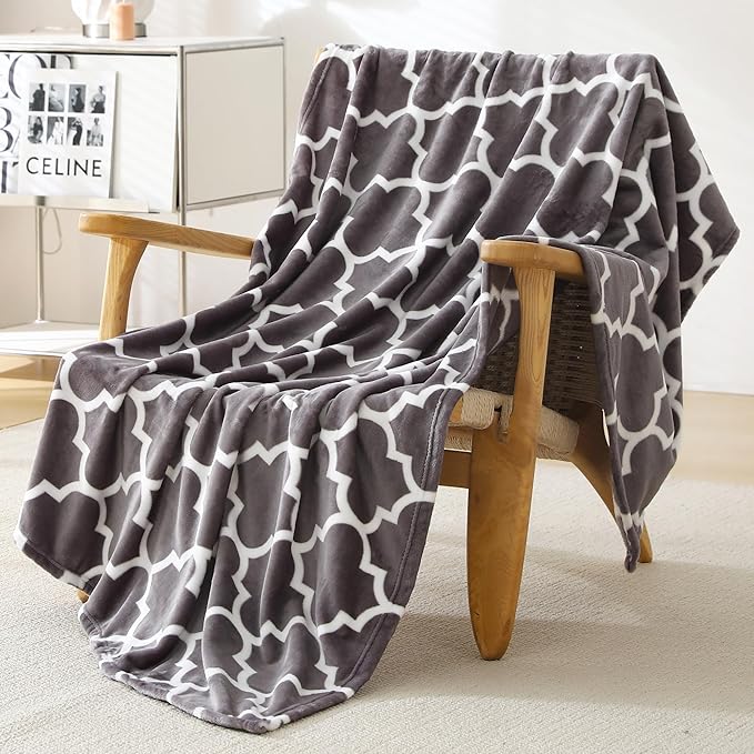 Viviland Geometry Throw Blanket - 280GSM Lightweight Soft Fuzzy Cozy Plush Blankets Throw Blanket for Couch Sofa Bed, 50x60 inches