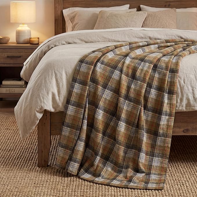 Horaldaily Red Brown Farmhouse Plaid Spring Decorative Blanket Throw, Spring Summer Rustic Soft Lightweight Blanket for Couch Sofa Bed Lounging Decoration, Ideal Gifts for Kids Adults Self, 60x80