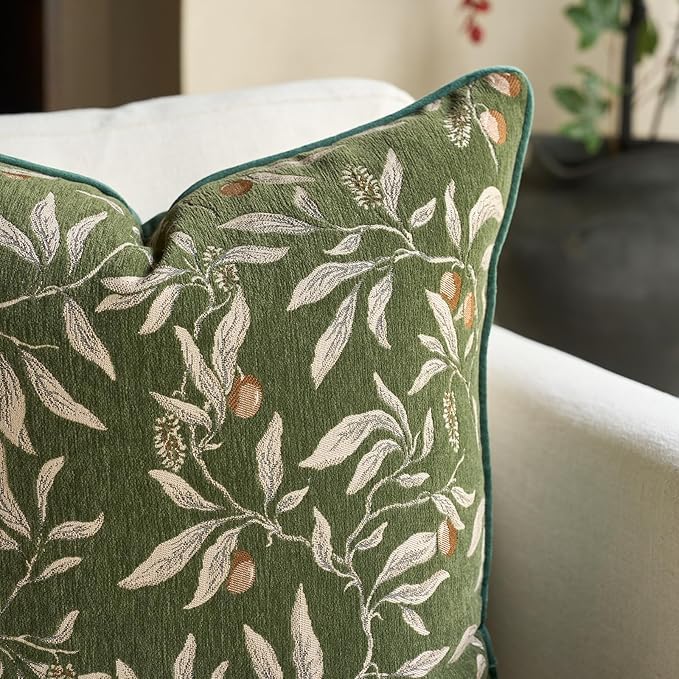 Alerfa Green Floral Throw Pillow Cover 12 x 20 Inch Rectange Luxury Decorative Lumbar Pillow Cover for Couch Living Room Bedroom