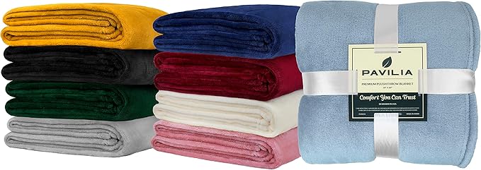 PAVILIA Beige Fleece Throw Blanket for Couch, Cream Super Soft Fuzzy Flannel Throw for Sofa, Luxury Plush Microfiber Bed Blanket, Cozy Home Decorative Velvet Gift Blanket, 50x60