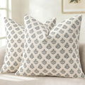 YCOLL Farmhouse Floral Print Throw Pillow Covers 18x18 Set of 2, Rustic Decorative Cushion Covers for Sofa Couch Bed Living Room, Vintage Floral Patterned Cottage Home Decor, Warm Gray