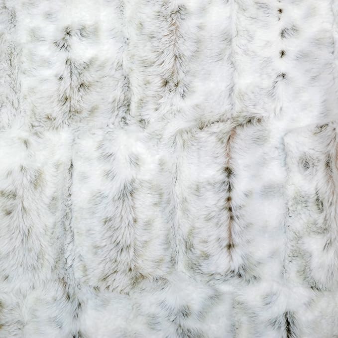 Americanflat Faux Fur Throw Blanket - Luxury 50x60 Extra Soft Plush Snow Leopard Fur, Reversible & Machine Washable Cozy Throw for Bed, Couch, Sofa, or Living Room Decor - Gray and White