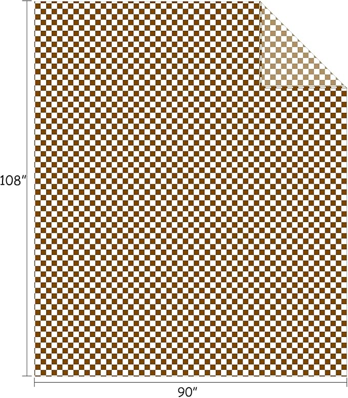 FY FIBER HOUSE Checkered Flannel Fleece Throw Blanket King Size Soft Cozy Checkerboard Grid Print Chessboard Gingham Pattern Blankets for Bed Couch Sofa, 90"x108", Oak