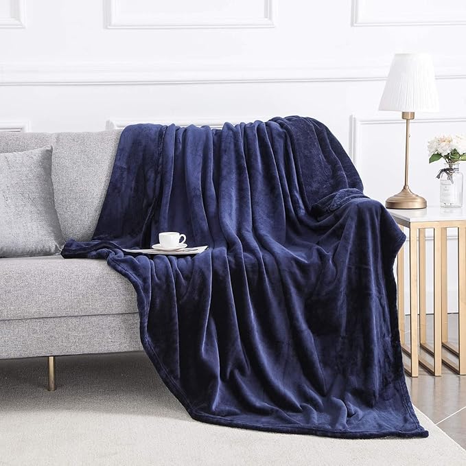 MOONLIGHT20015 Fleece Blanket Twin Size 12 Pack - Super Soft Cool Fuzzy Navy Throw Blanket for Couch and Sofa - Lightweight Luxury 400 GSM Microfiber Bed Blankets and Throws 60 x 80 Inches (Twin)