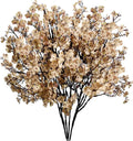 Mandy's Light Brown Artificial Baby’s Breath Flowers 6 Bundles Silk Gypsophila, 18.5 Inch European Style Modern Home Decor Centerpiece, Neutral Wedding Flower Arrangements