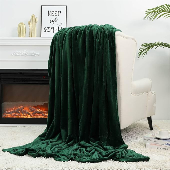 NANPIPER Fleece Blankets Super Soft Flannel King Size Blanket for Bed Luxury Cozy Microfiber Plush Fuzzy Blanket,Olive Green