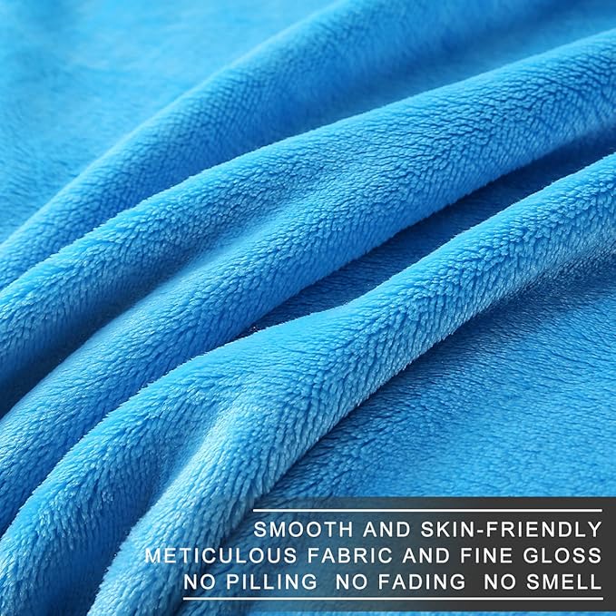 Polar Fleece Blankets Queen Size Light Blue for The Bed Extra Soft Brush Fabric Super Warm Sofa Blanket 90" x 90"(Lake Blue Queen)