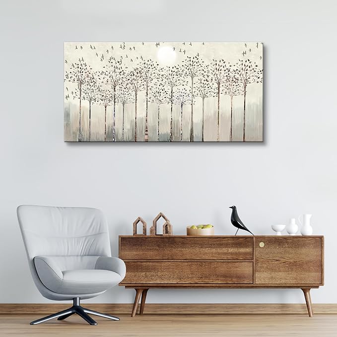 Canvas Wall Art for Living Room Trees and Birds Abstract Paintings kitchen Wall Decor Office Canvas Prints Artworks Pictures Wall Decorations for Bedroom,Large size Fashion Modern Home Decoration