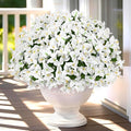 Yastouay 16 Bundles Artificial Flowers for Outdoors, Realistic Bougainvillea Fake Flowers for Outside, UV Resistant Silk Outdoor Faux Plants for Porch Patio Planter Front Door Garden Decor(White)