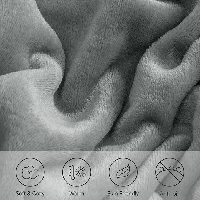 BEDELITE Flannel Sheets King Size Grey - Super Soft Fleece Sheets Set Fluffy Extra Plush, 4 Piece(Include Fitted Sheet, Flat Sheet, 2 Pillowcases)