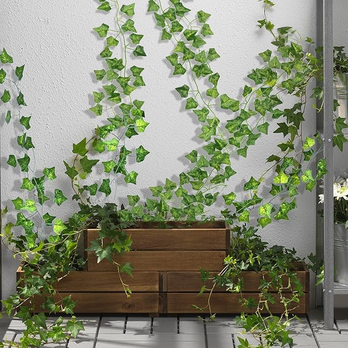 CQURE 48 Pack 336Ft Artificial Ivy Fake Vines,Ivy Garland Greenery Garland Fake Hanging Plants Vines Aesthetic Green Leaves for Bedroom Wedding Party Garden Wall Room Decor