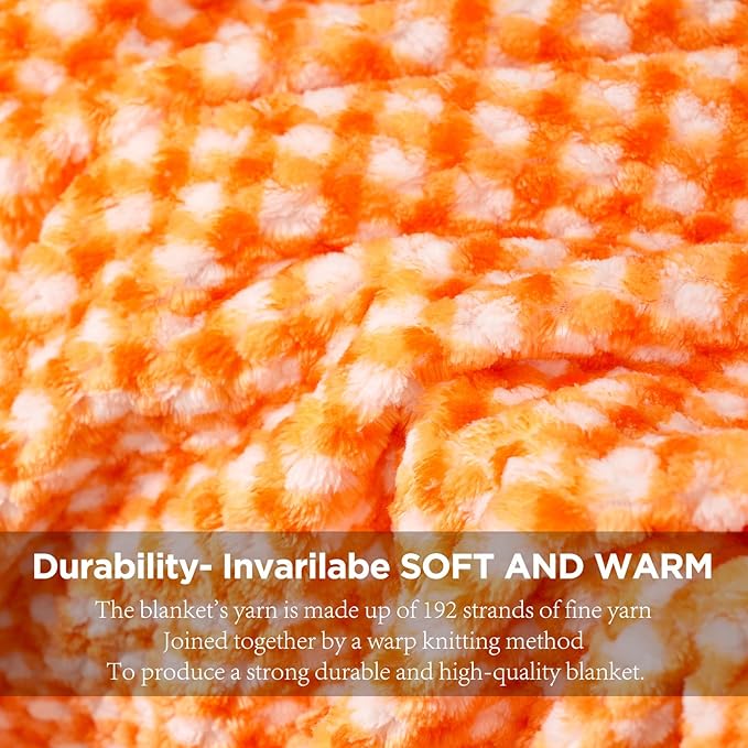 Zyrah Fleece Throws for Couch Super Soft Throw Blanket Lightweight Decorative Fuzzy Cozy Blankets for Sofa Chair Bed (C-Orange, Throw(50"x60"))
