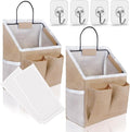 2pcs Wall Hanging Baskets for Organizing, Wall Hanging Storage Bag as Over the Door Organizer, Wall File Organizer, Rv Storage and Organization. For Bedroom, Office, Camper (Khaki-Upgraded)