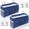 2pcs Large Wall Hanging Organizer Bag, Linen Fabric Door Hanging Storage Baskets with Pockets, Waterproof Bin for Kitchen, Bedroom, Office, RV Camper (Blue)