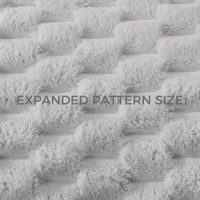 Whale Flotilla Throw Blanket for Couch with Jacquard Pattern, Fuzzy Soft Cozy Exquisite Blankets for All Season, Warm and Fluffy, 50x60 Inch, Light Grey