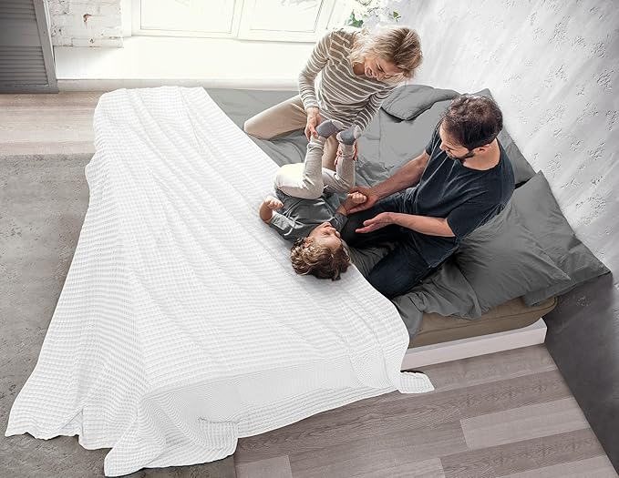 Utopia Bedding White 100% Cotton Waffle Blanket 300 GSM [Throw - 50x60 Inch] Soft Lightweight Breathable Bed Blanket for All Season