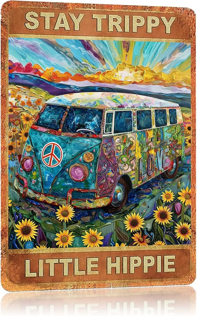 snowsun Funny Bus Flower Vintage Signs Aluminum Sign Metal Signs Homes Living Rooms Kitchens Gardens Bedrooms Offices Hotels Cafes Bars Decorated 8X12 Inches, Tin sign20