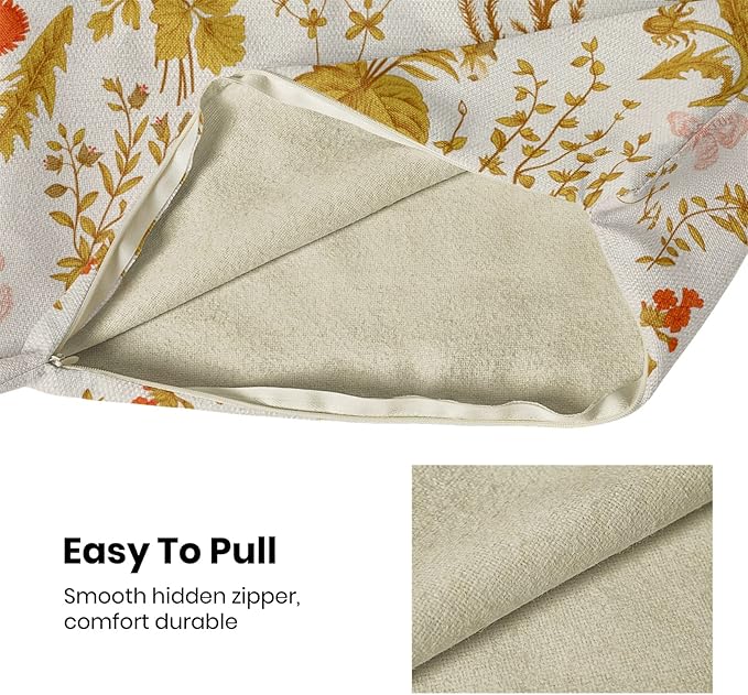 AEIOAE Summer Pillow Covers 18x18 Inch Set of 2,Yellow Wild Flower Plant Throw Pillows Case,Seasonal Floral Outdoor Decorative Square Linen Farmhouse Decor Cushion Covers for Home Sofa Bed Couch