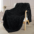 Exclusivo Mezcla Fleece Throw Blanket for Couch, Extra Large Fuzzy Black Bed Blankets, Soft Cozy Plush Sofa Throws for All Seasons, 50x70 Inches