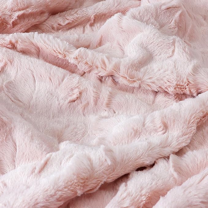 TOONOW Faux Fur Luxury Throw Blanket,Double Side Soft Fluffy Shaggy Fuzzy Blanket for Couch Sofa Bed (Mauve Morn, X-Large Twin Size)