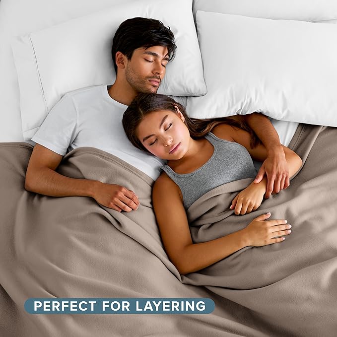Bare Home Polar Fleece Blanket - Throw - Taupe - Warm & Cozy - Premium Fleece for Bed, Sofa, Camping, Travel and Cold Nights - Lightweight Blanket (Throw, Taupe)