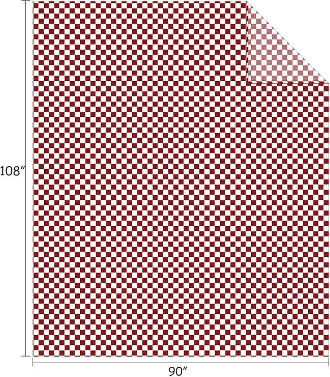 FY FIBER HOUSE Checkered Flannel Fleece Throw Blanket King Size Soft Cozy Checkerboard Grid Print Chessboard Pattern Blankets for Bed Couch Sofa, 90"x108", Burgundy