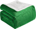 Elegant Comfort Ultra Soft Reversible Flannel Sherpa Blanket - Cozy Silky Fleece Throw for Couch, Bed - Plush Fuzzy Warm Winter Blanket for Gift, King, Emerald Green