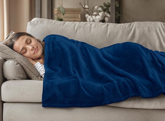 Utopia Bedding Navy Fleece Blanket Twin Size Lightweight Fuzzy Soft Anti-Static Microfiber Bed Blanket (60x80 Inch)
