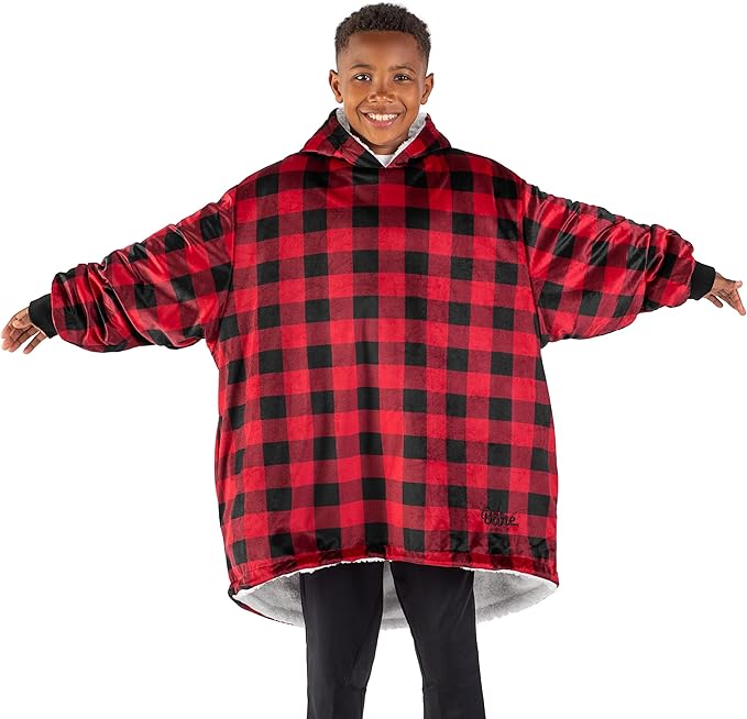 Bare Home Wearable Blanket Hoodie - Soft Plush Sherpa - Warm and Cozy - Oversized Wearable Blanket - Adult & Kid Sizes
