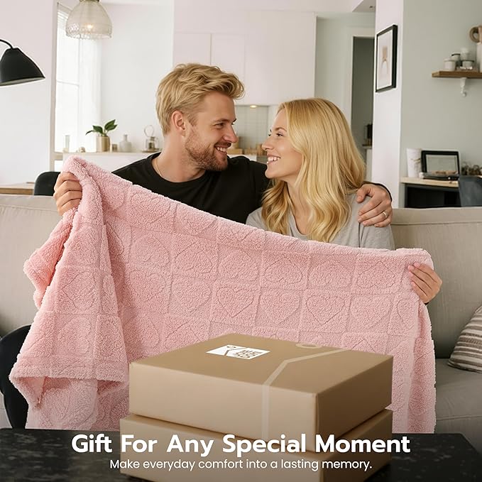 Joiedomi Throw Blanket for Couch, Soft Pink Fleece Blankets Gifts for Women Mom Girls, 280GSM Cozy Cute Soft Throw Home Room Decor Aesthetic Gifts 50x60 Inches