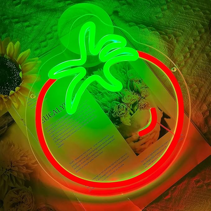Tomato Neon Sign for Wall Decor,Cute Fruit LED Neon Light 9.4 * 10.2 inch Dimmable USB Kawaii Small Vegetables Tomato Light Up Sign for Boys Girls Room Restaurant Birthday Party barn