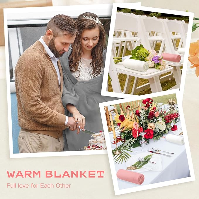 12PCS Fleece Throw Blankets Bulk 60 x 50 in Soft Blankets Fabric Warm Lightweight Wool Blanket Cozy Coverlet for Beds Sofas Home Wedding Season and Valentine's Day(Pink +White)