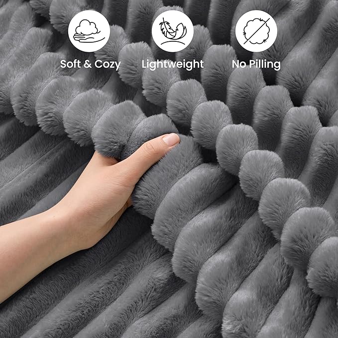 Joiedomi Grey Throw Blanket for Couch, Soft & Warm Grey Fleece Blankets Gifts for Women Men Mom, Cozy Cute Soft Throw 50x60 Inches