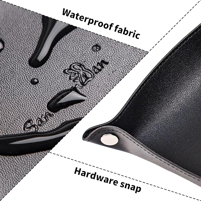 SANQIANWAN PU Leather Arc Edge Jewelry Valet Tray for Man and Women, Portable Mini Entryway Table Tray Bedside Nightstand Desk Tray Small Travel Dish Plate for Key,Wallet,Watch,Coin (Black)