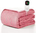 Homemate Heated Blanket Electric Throw - 50"x60" Heating Blanket Throw 1/2/4/6/8 Hours Auto-Off 10 Heat Levels Over-Heat Protection Soft Flannel Sherpa ETL Certification