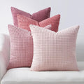 Topfinel Large Couch Throw Pillows Covers 20x20 Inch Set of 4,Accent Corduroy Striped Pink Decorative Euro Shams,Summer Home Decor Cushion Case for Beach,Patio,Balcony